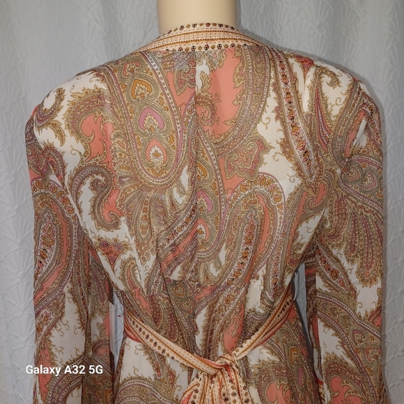 New York & Company New Dress Women Size L Multicolor Paisley Long Sleeve Dress - Picture 9 of 16